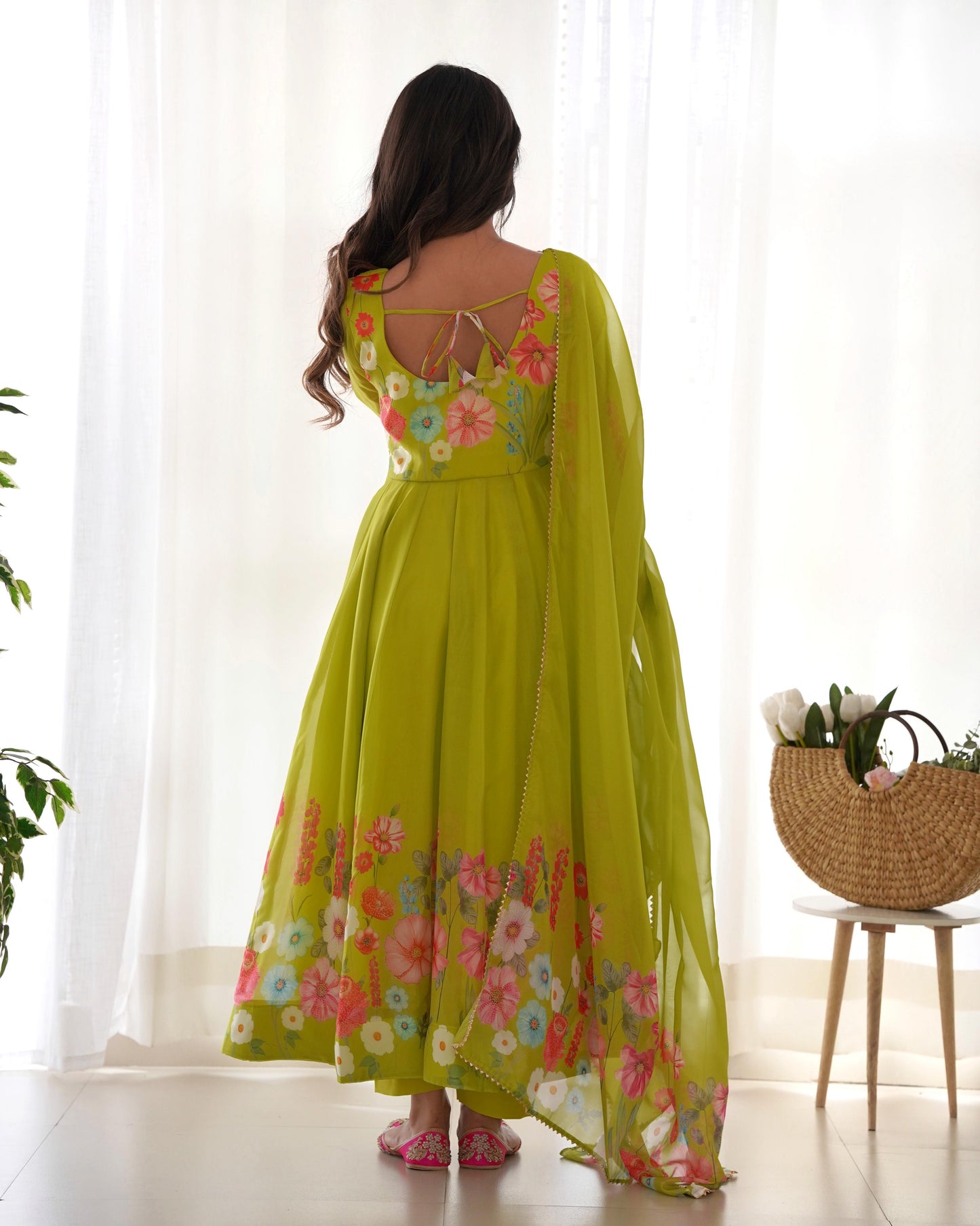 Organza Silk Hand Work Anarkali Kurti Dupatta Pant Set ( Ready to Wear) - Premium from Ethenika.com - Just INR 2990! Shop now at Ethenika.com