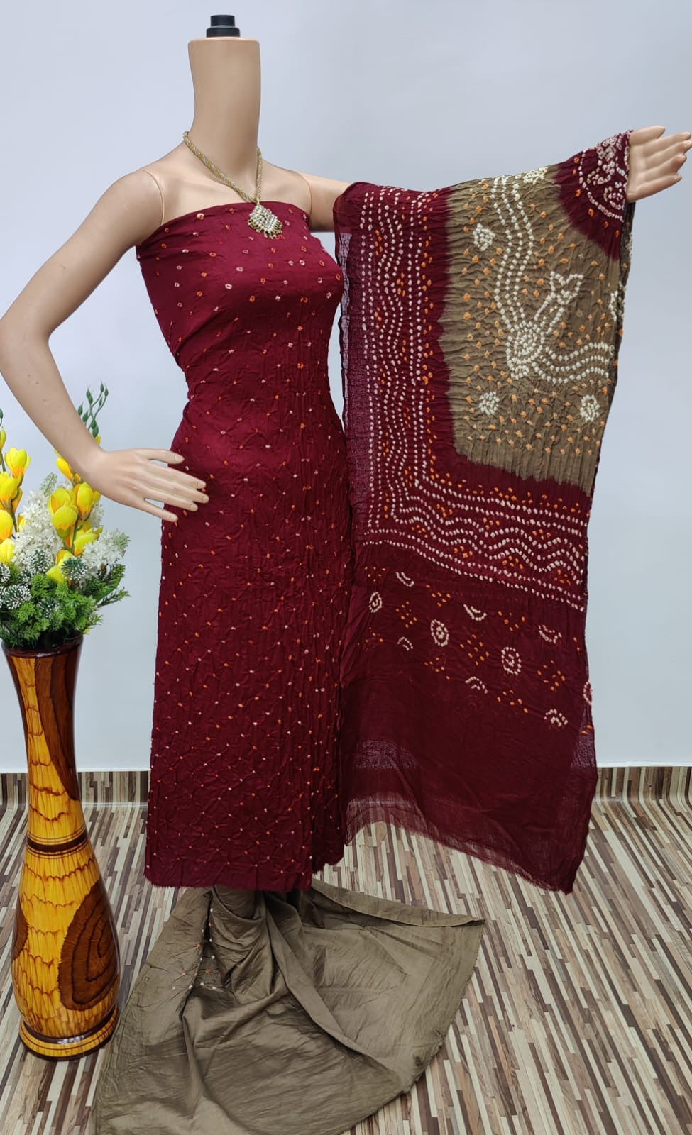 Authentic Kutchi Hand Made Bandhani Dress Material (Unstitched) - Premium from Ethenika.com - Just INR 1790! Shop now at Ethenika.com