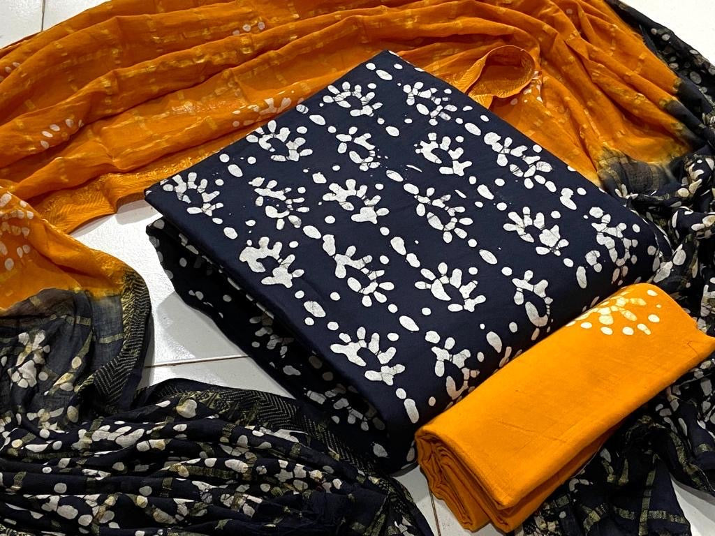 Soft Cotton Hand Blocked Wax Batik Salwar Material - Premium from Ethenika.com - Just INR 1490! Shop now at Ethenika.com