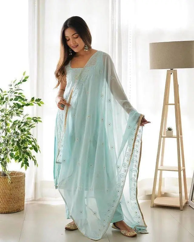 Faux Georgette Sequence Thread work Party wear Salwar Suit - Premium from Ethenika.com - Just INR 1990! Shop now at Ethenika.com