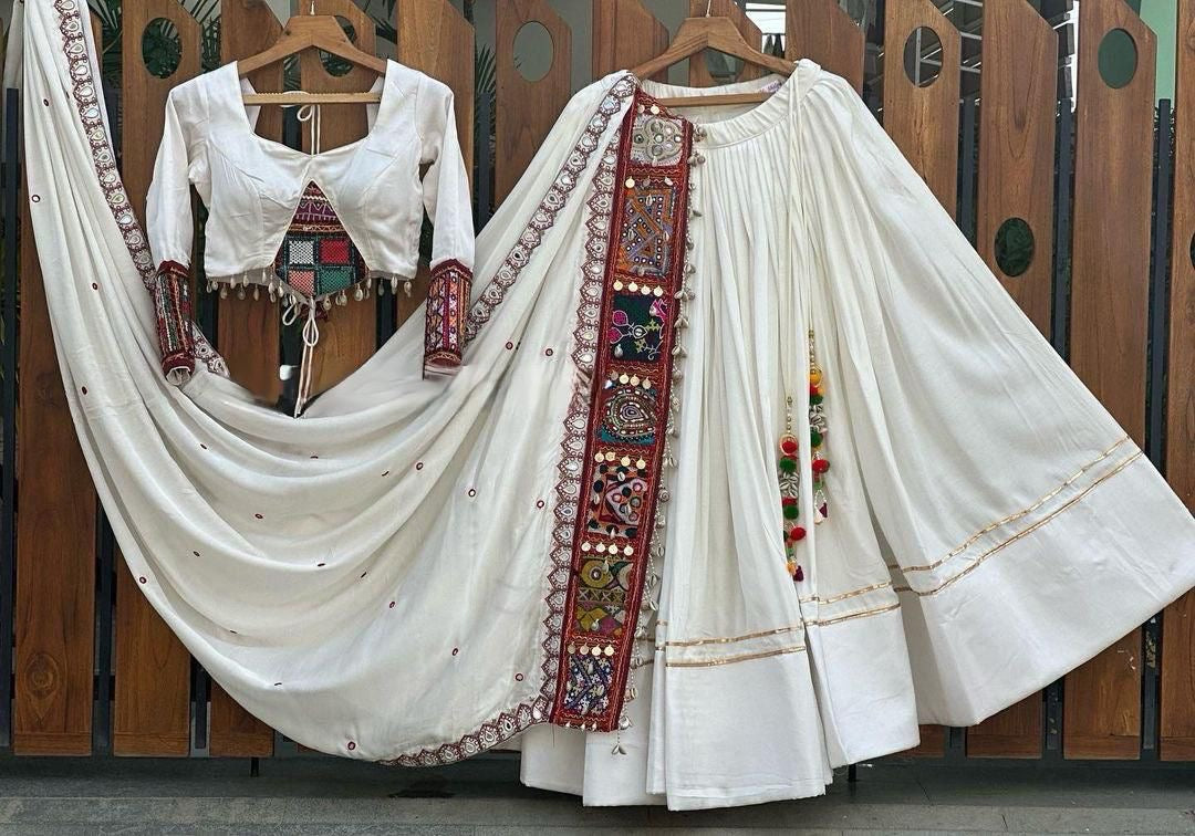 Gamthi Kodi Work White Concept Navratri Special Chaniya Choli - Premium from Ethenika.com - Just INR 2990! Shop now at Ethenika.com