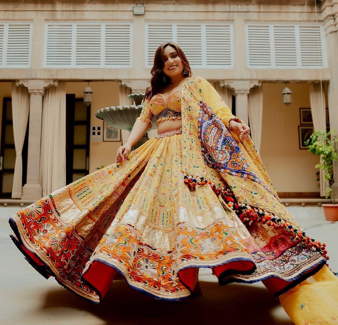 Muslin Cotton Digital Print Mirror Work Navratri Special Designer Chaniya Choli