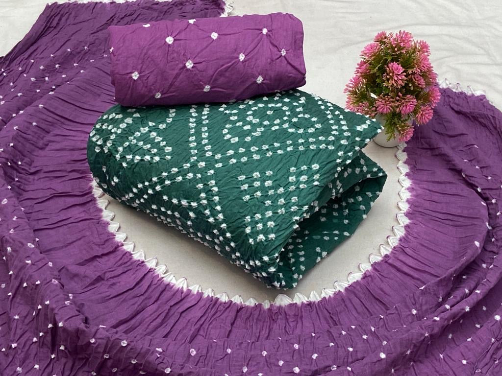 Soft Cotton Dual Contrast Kutch Bandhani Dress Material ( Unstitched) - Premium from Ethenika.com - Just INR 1690! Shop now at Ethenika.com