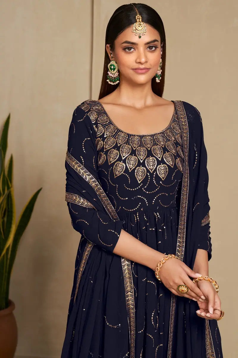 Faux Georgette Sequence Zari Embroidery Work Flair Kurti Dupatta set - Premium from Ethenika.com - Just INR 4990! Shop now at Ethenika.com