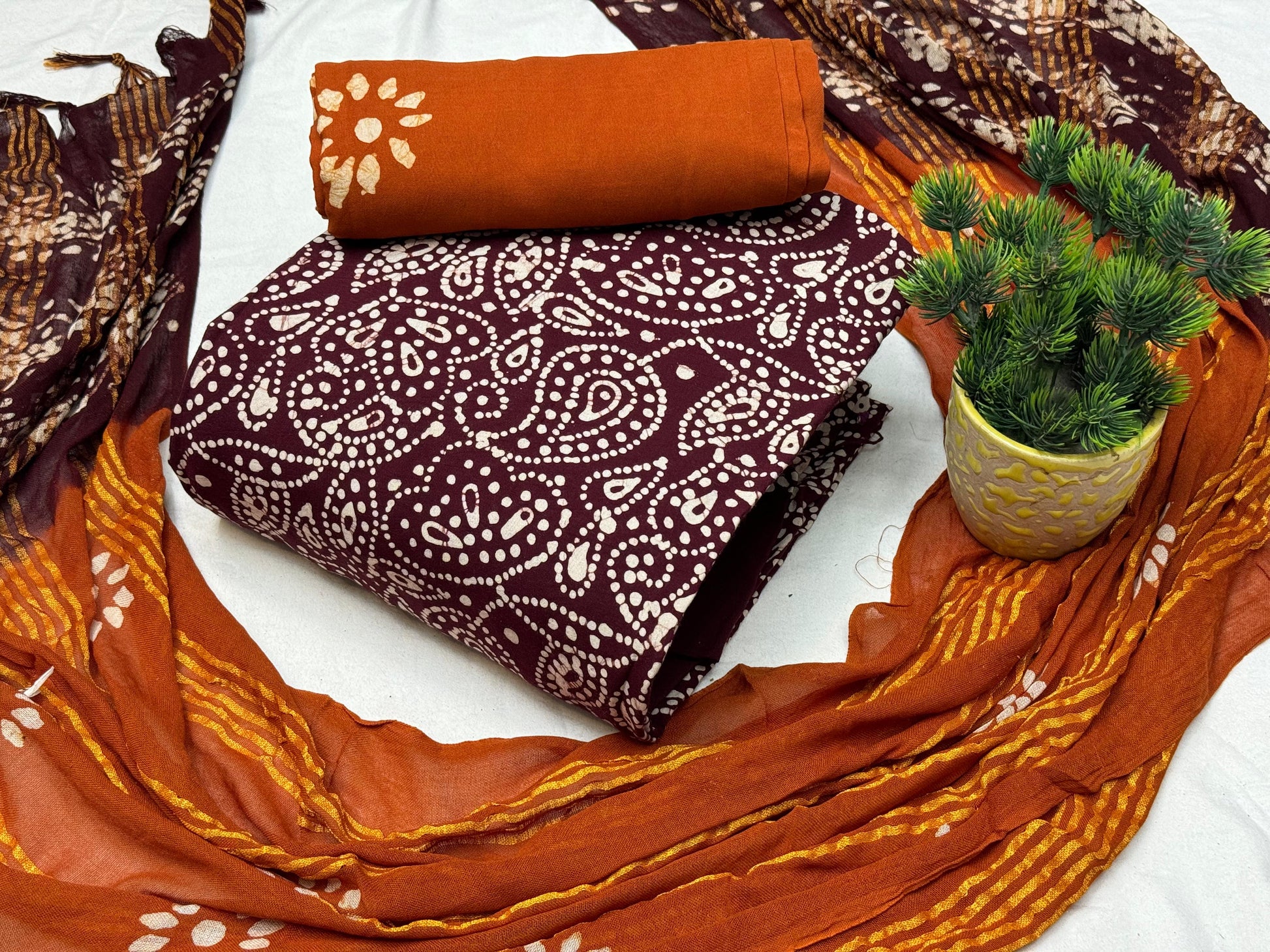 Cotton Hand Blocked Batik Dress Material - Premium  from Ethenika.com - Just INR 1390! Shop now at Ethenika.com