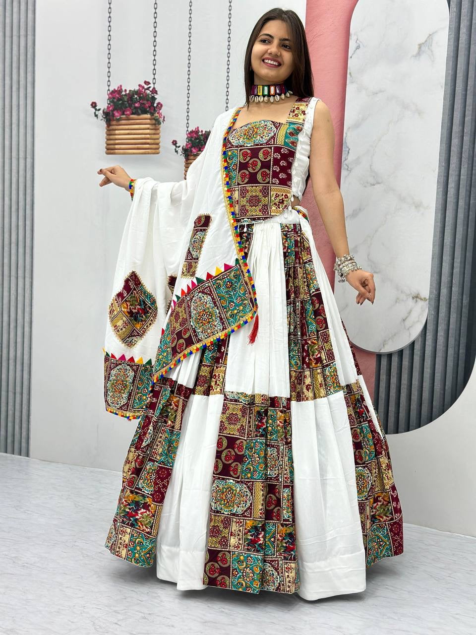 Pure Cotton White Concept Navratri Special Chaniya Choli - Premium from Ethenika.com - Just INR 4990! Shop now at Ethenika.com