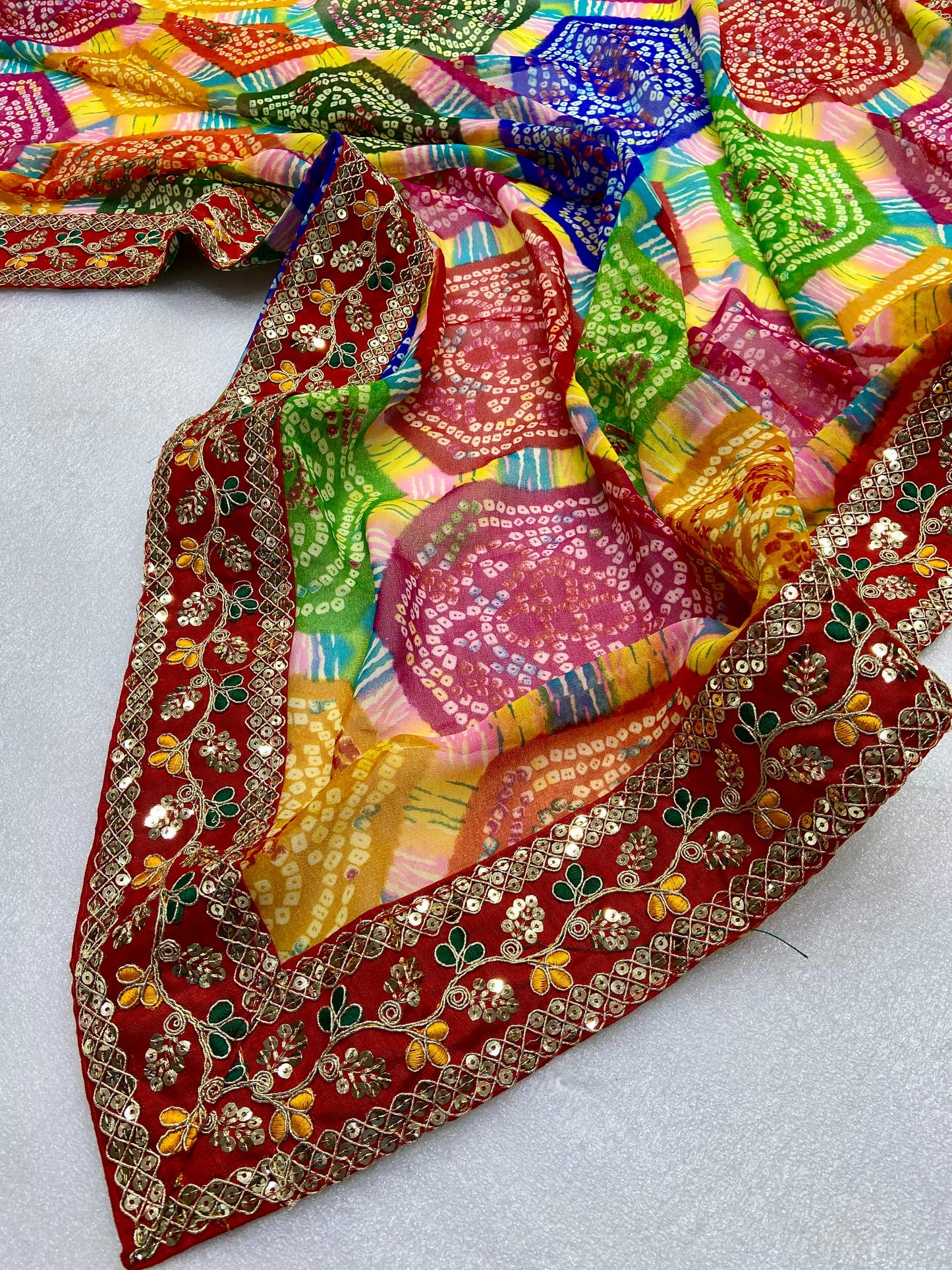 Soft Georgette Heavy Lace work Bandhani Saree - Premium from Ethenika.com - Just INR 1790! Shop now at Ethenika.com