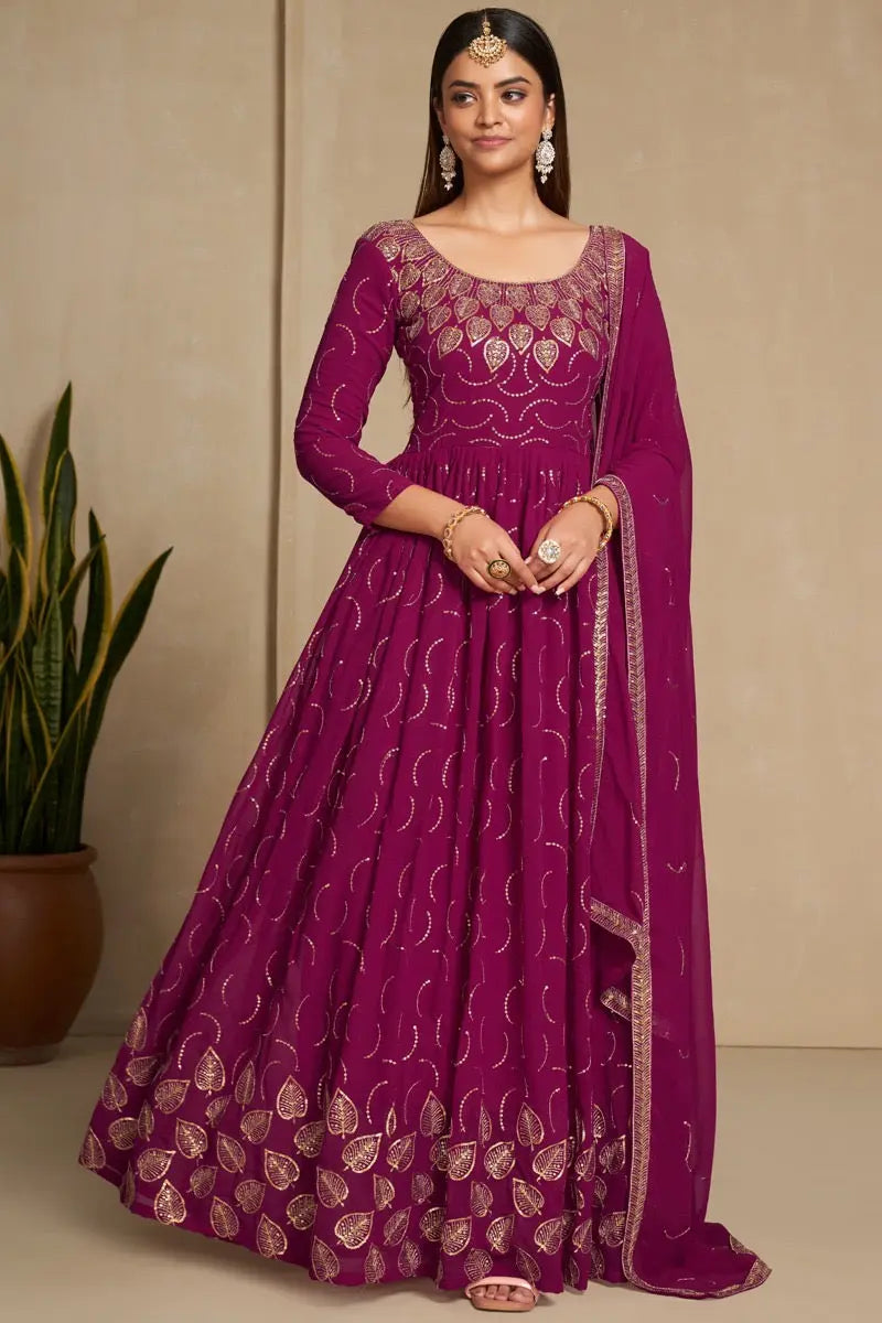 Faux Georgette Sequence Zari Embroidery Work Flair Kurti Dupatta set - Premium from Ethenika.com - Just INR 4990! Shop now at Ethenika.com