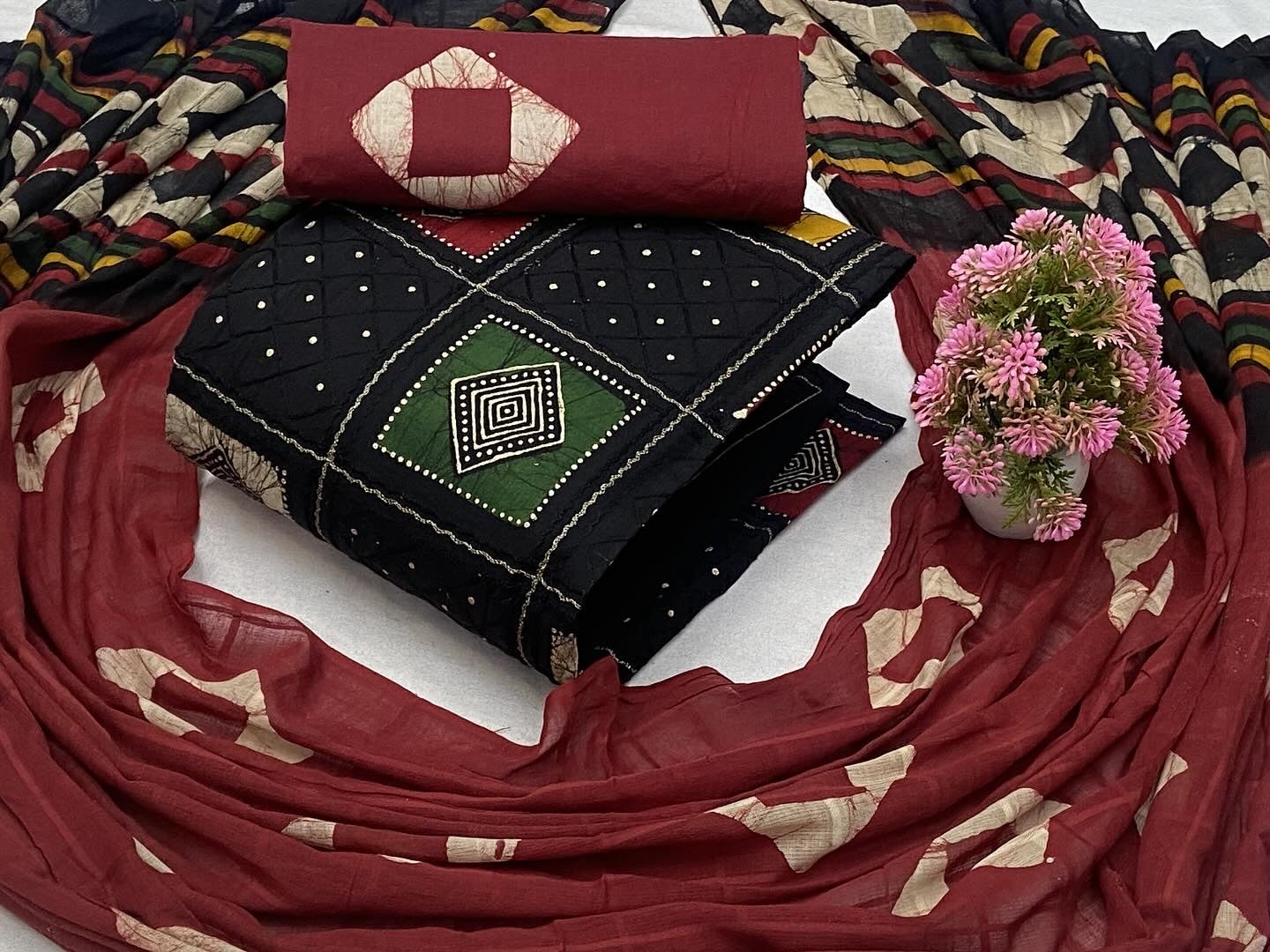 Soft Cotton Printed with Mirror work Dress Material ( Unstitched) - Premium  from Ethenika.com - Just INR 1590! Shop now at Ethenika.com