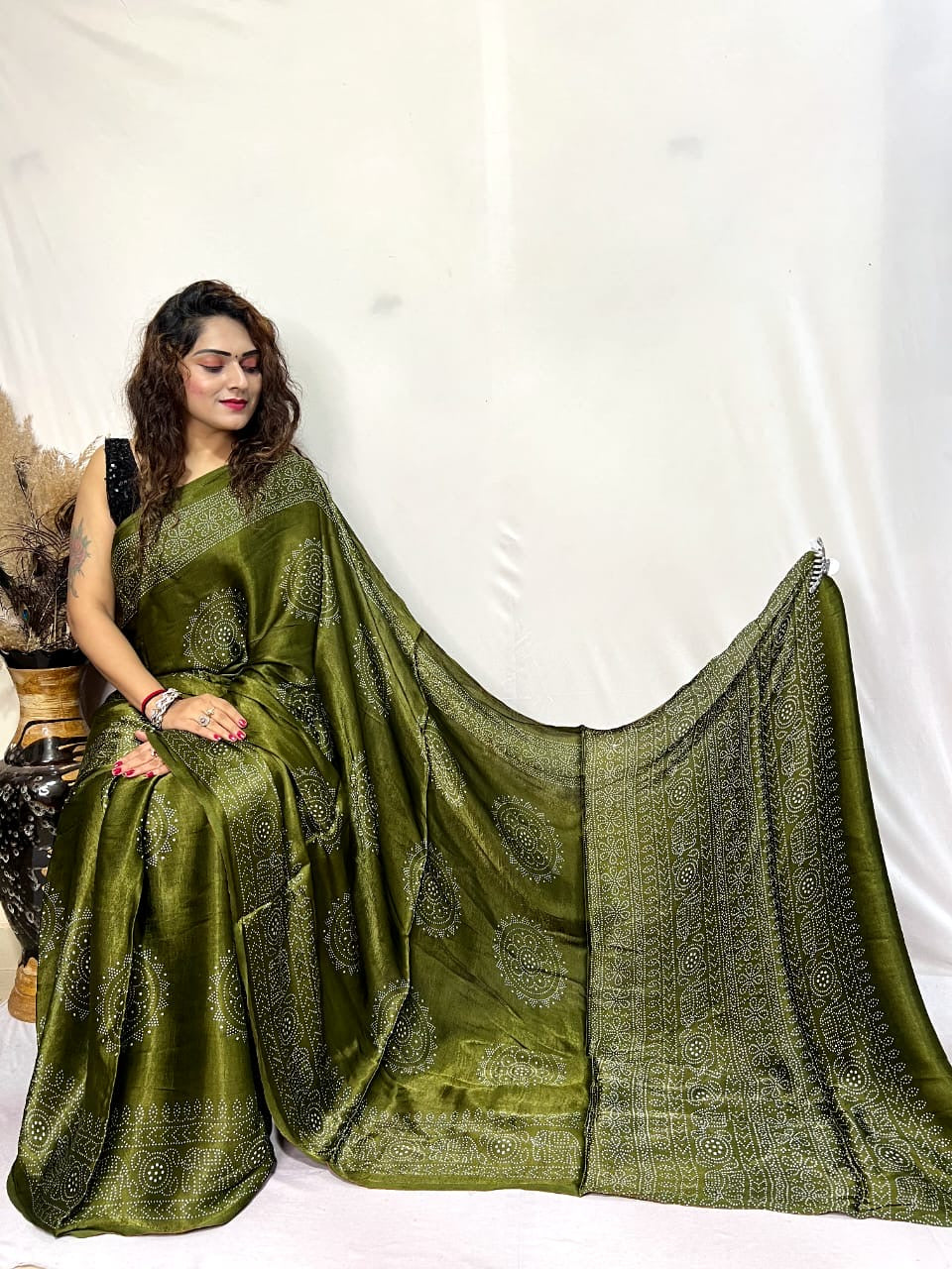 Modal Silk Ajrakh Print Premium Saree - Premium from Ethenika.com - Just INR 3490! Shop now at Ethenika.com