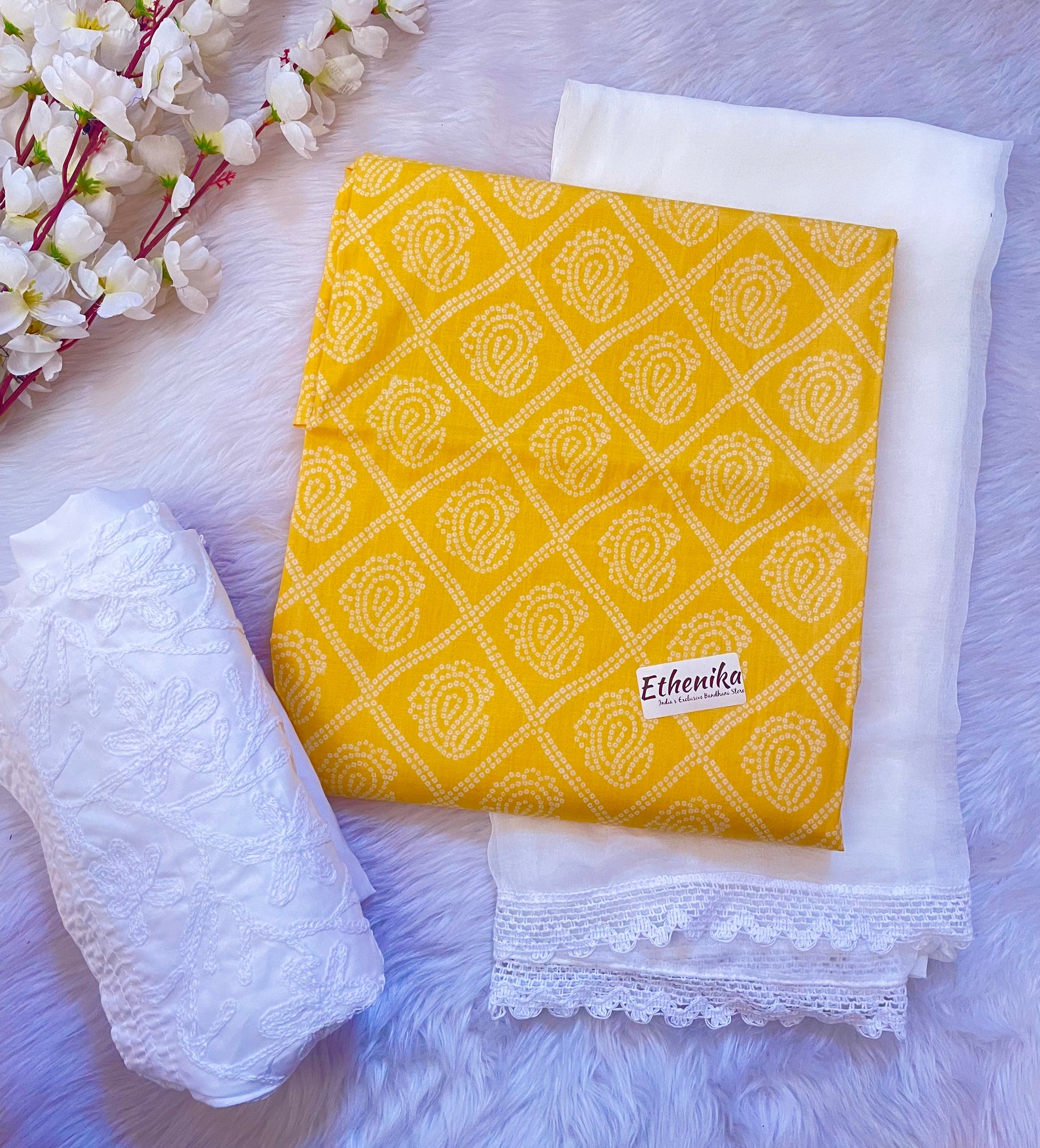 Soft Cotton Bandhani Print kurti with Chikankari Pant and Dupatta - Premium  from Ethenika.com - Just INR 1590! Shop now at Ethenika.com