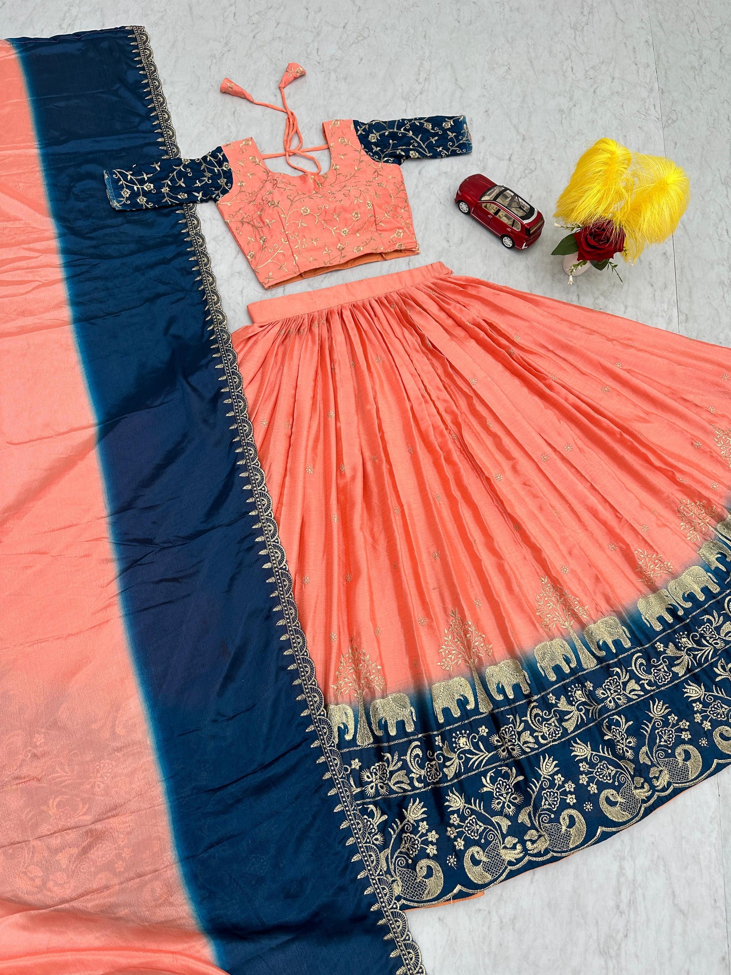 Chinon Silk Thread Embroidery work Lehenga Choli Set - Premium from Ethenika.com - Just INR 3990! Shop now at Ethenika.com