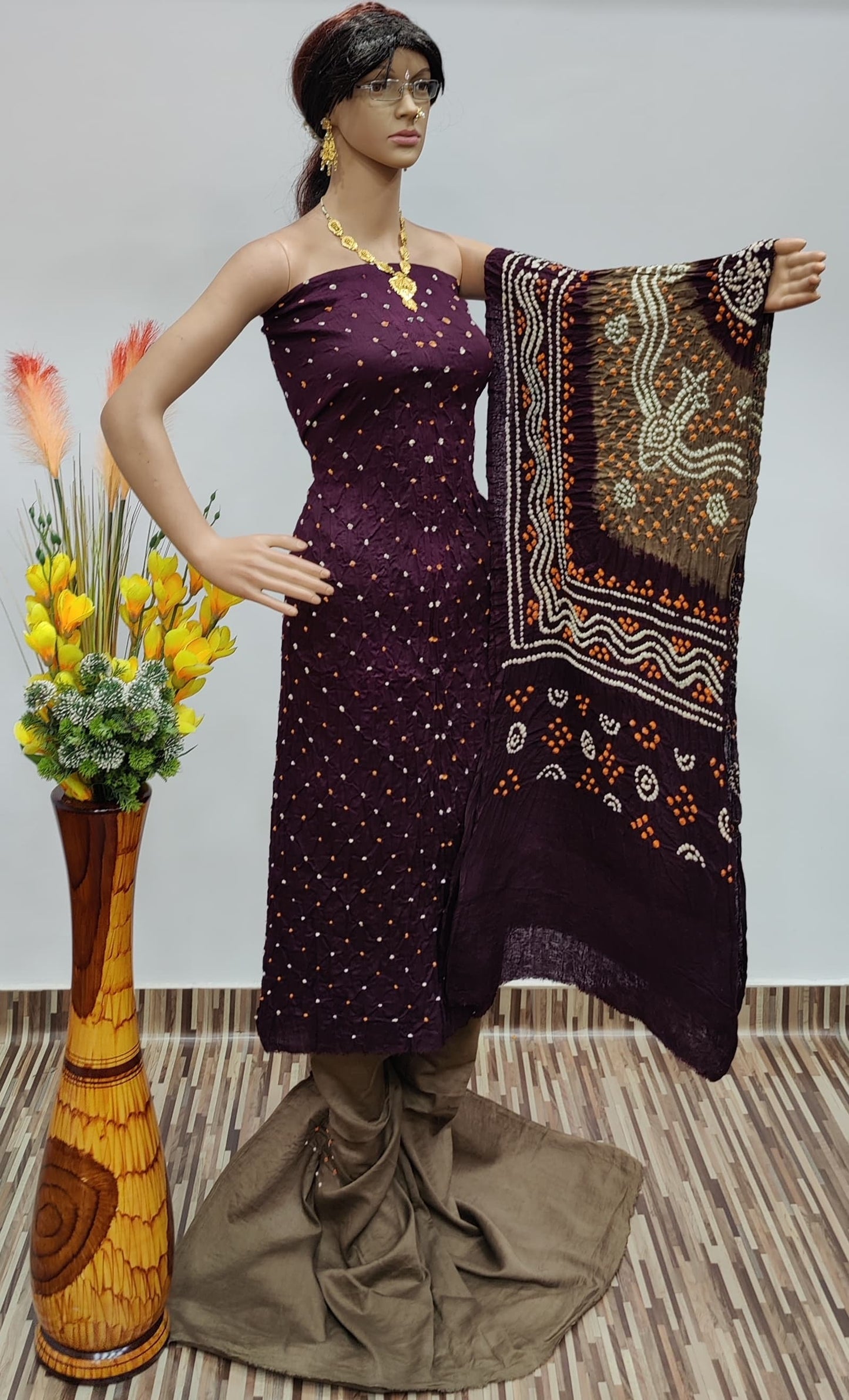 Authentic Kutchi Hand Made Bandhani Dress Material (Unstitched) - Premium from Ethenika.com - Just INR 1790! Shop now at Ethenika.com