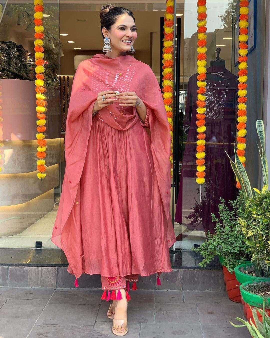 Muslin Summer Special Mirror work Kurti Pant Dupatta Set (Stitched) - Premium from Ethenika.com - Just INR 2490! Shop now at Ethenika.com
