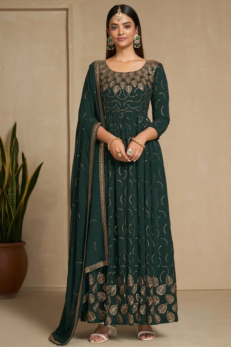 Faux Georgette Sequence Zari Embroidery Work Flair Kurti Dupatta set - Premium from Ethenika.com - Just INR 4990! Shop now at Ethenika.com