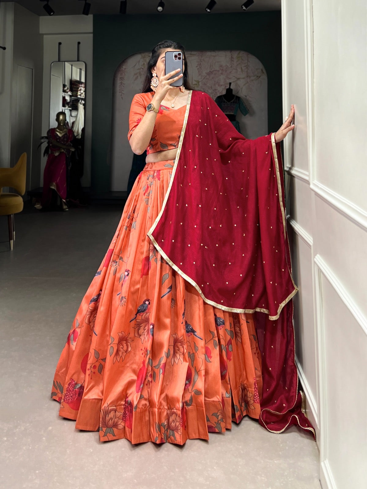 Tussar Silk Digital Printed Lehenga Choli Set - Premium from Ethenika.com - Just INR 4590! Shop now at Ethenika.com