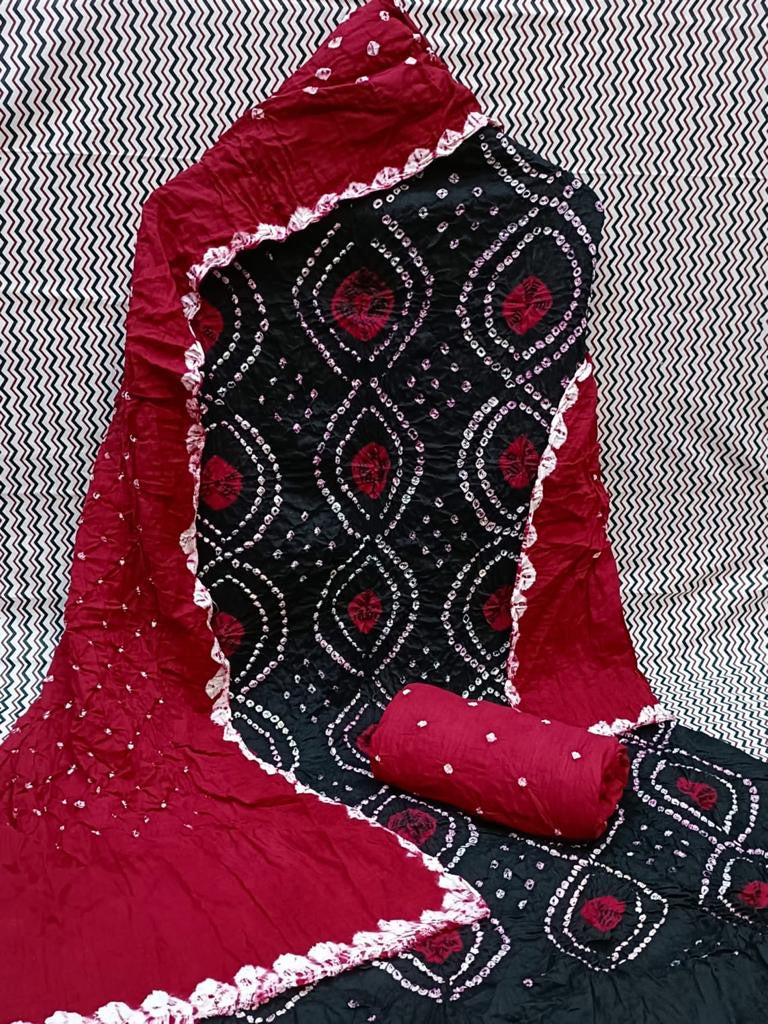 Cotton Contrast Leheriya Bnadhej work Bandhani Dress Material - Premium  from Ethenika.com - Just INR 1490! Shop now at Ethenika.com