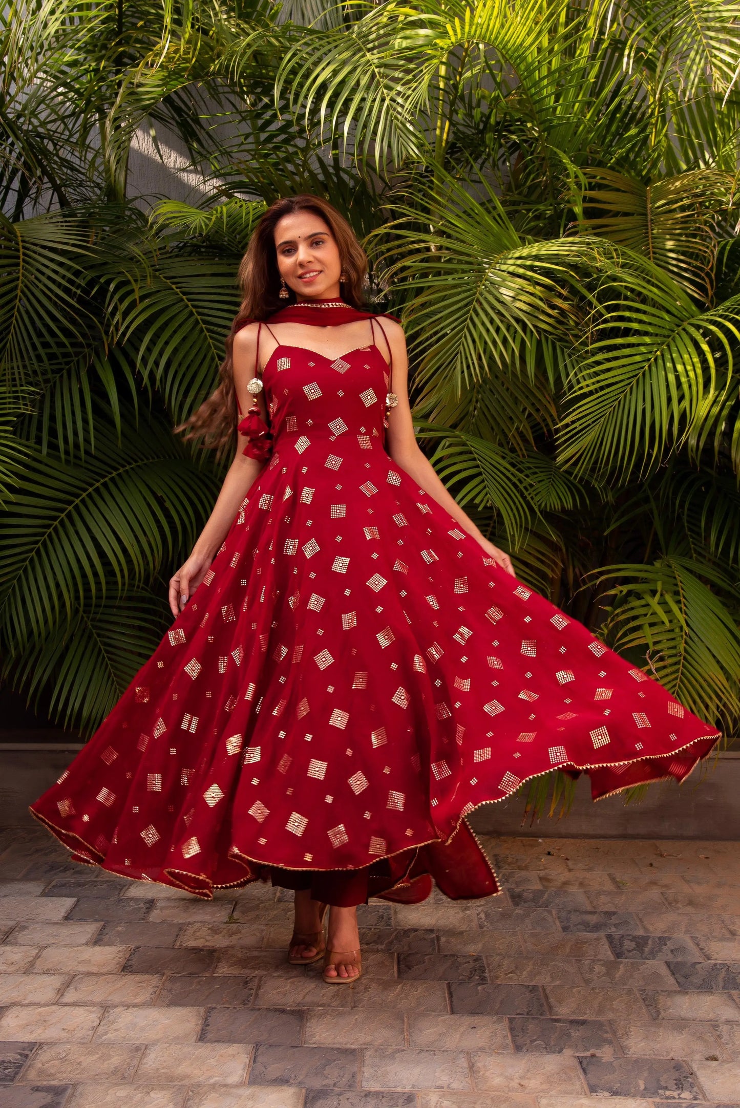 Georgette Blooming Flare Golden embroidery work Kurti Dupatta Set - Premium from Ethenika.com - Just INR 1890! Shop now at Ethenika.com