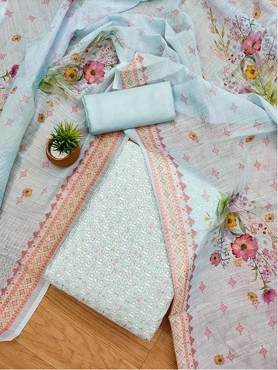 Modal Chanderi with Sequence Lakhnavi work Dress Material - Premium  from Ethenika.com - Just INR 1990! Shop now at Ethenika.com
