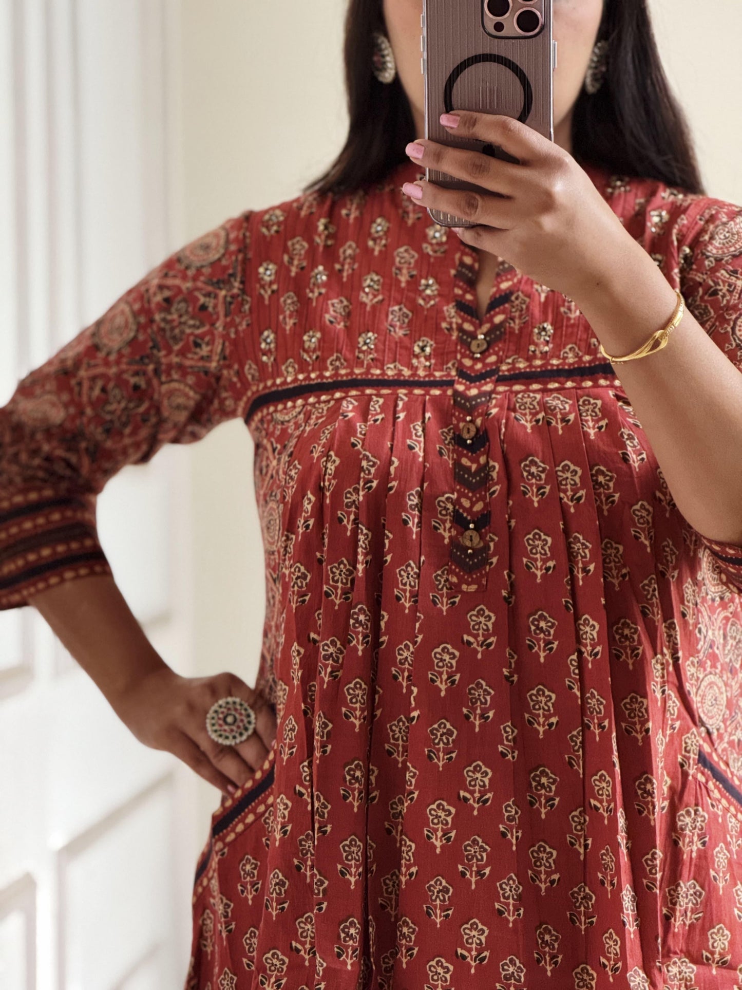 Pure Soft Cotton Summer Special Block Print work Kurti Pant Dupatta Set (Ready to Wear) - Premium from Ethenika.com - Just INR 2590! Shop now at Ethenika.com