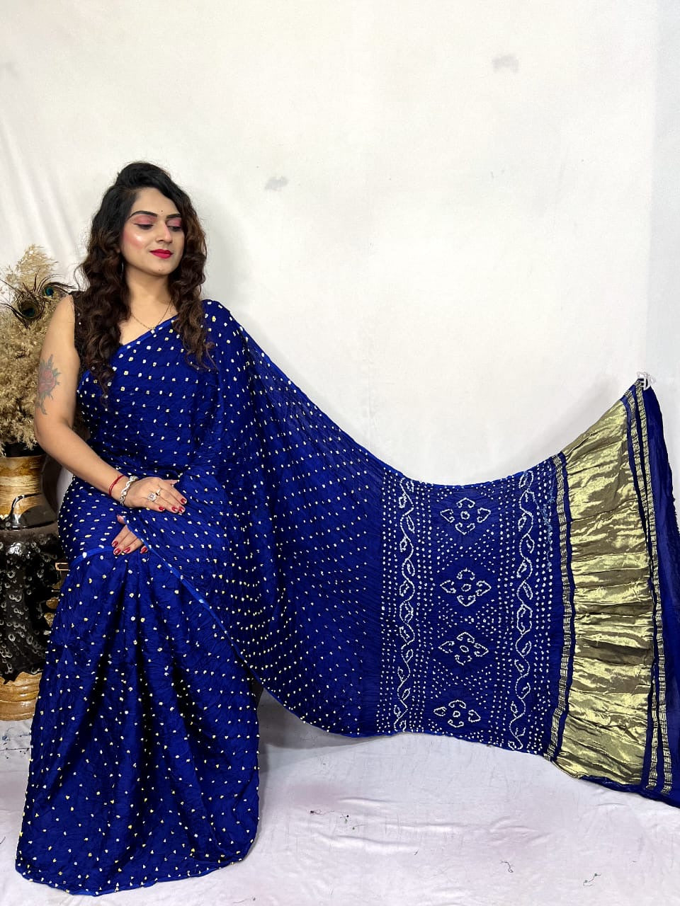 Modal Silk Heavy Bandhej Work Bandhani Saree - Premium from Ethenika.com - Just INR 4990! Shop now at Ethenika.com