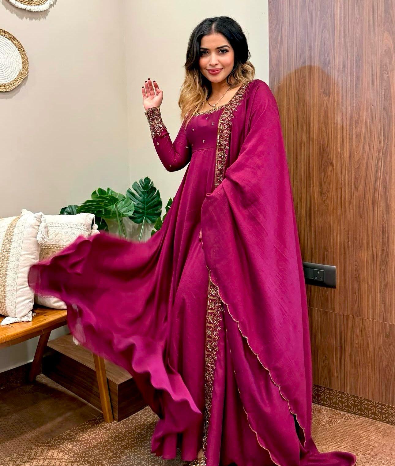 Vachitra Silk Gown Dupatta Set (Ready to Wear) - Premium from Ethenika.com - Just INR 2590! Shop now at Ethenika.com