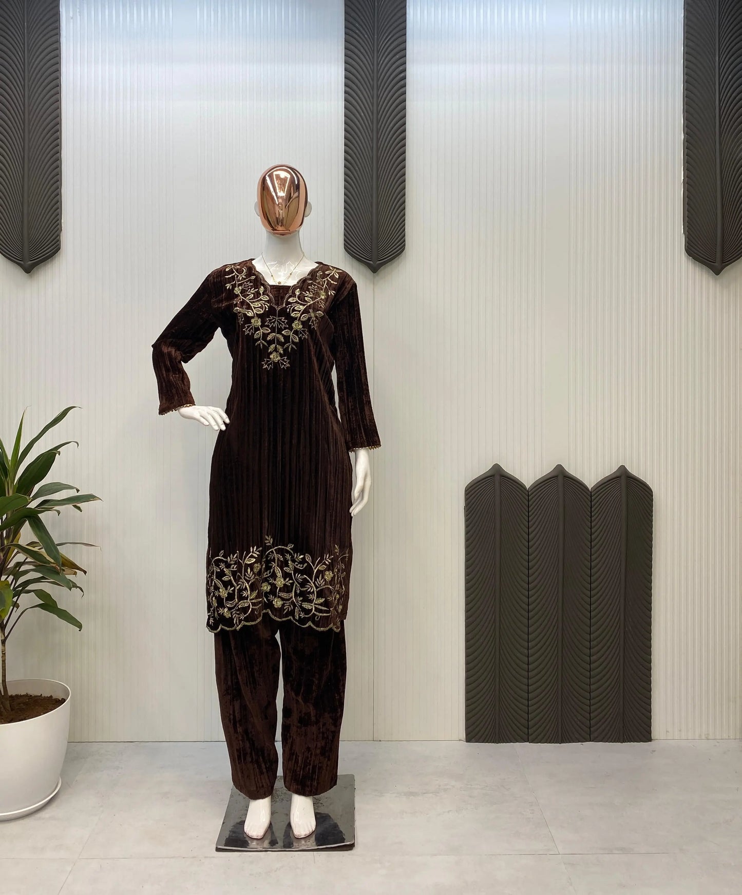 Ethenika Premium Embroidery work Winter Wear Velvet Suit - Premium from Ethenika.com - Just INR 2990! Shop now at Ethenika.com
