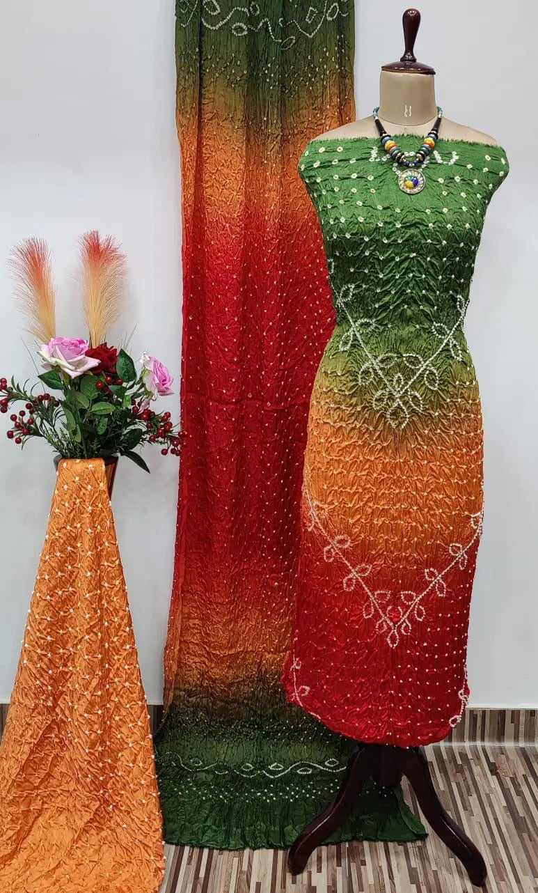 Ghazi Silk Barik Bandhej Kutch Bandhani Dress Material - Premium  from Ethenika.com - Just INR 4990! Shop now at Ethenika.com
