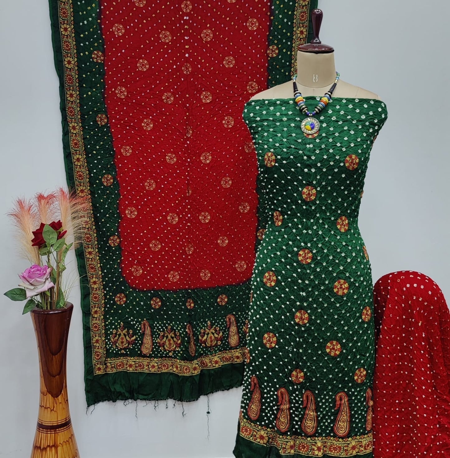 Ghazi Silk Heavy Barik Bandhej work Silk Bandhani Dress Material (Unstitched) - Premium from Ethenika.com - Just INR 5990! Shop now at Ethenika.com