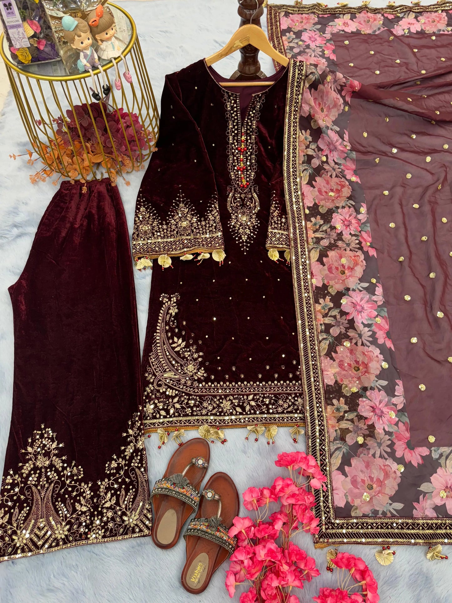 Viscose Sequence work Party Wear Velvet Suit - Premium from Ethenika.com - Just INR 3290! Shop now at Ethenika.com