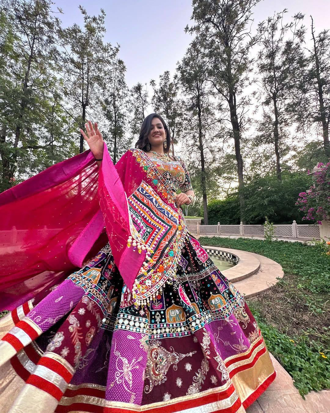 Digital Print Mirror Work Designer Navratri Special Chaniya Choli