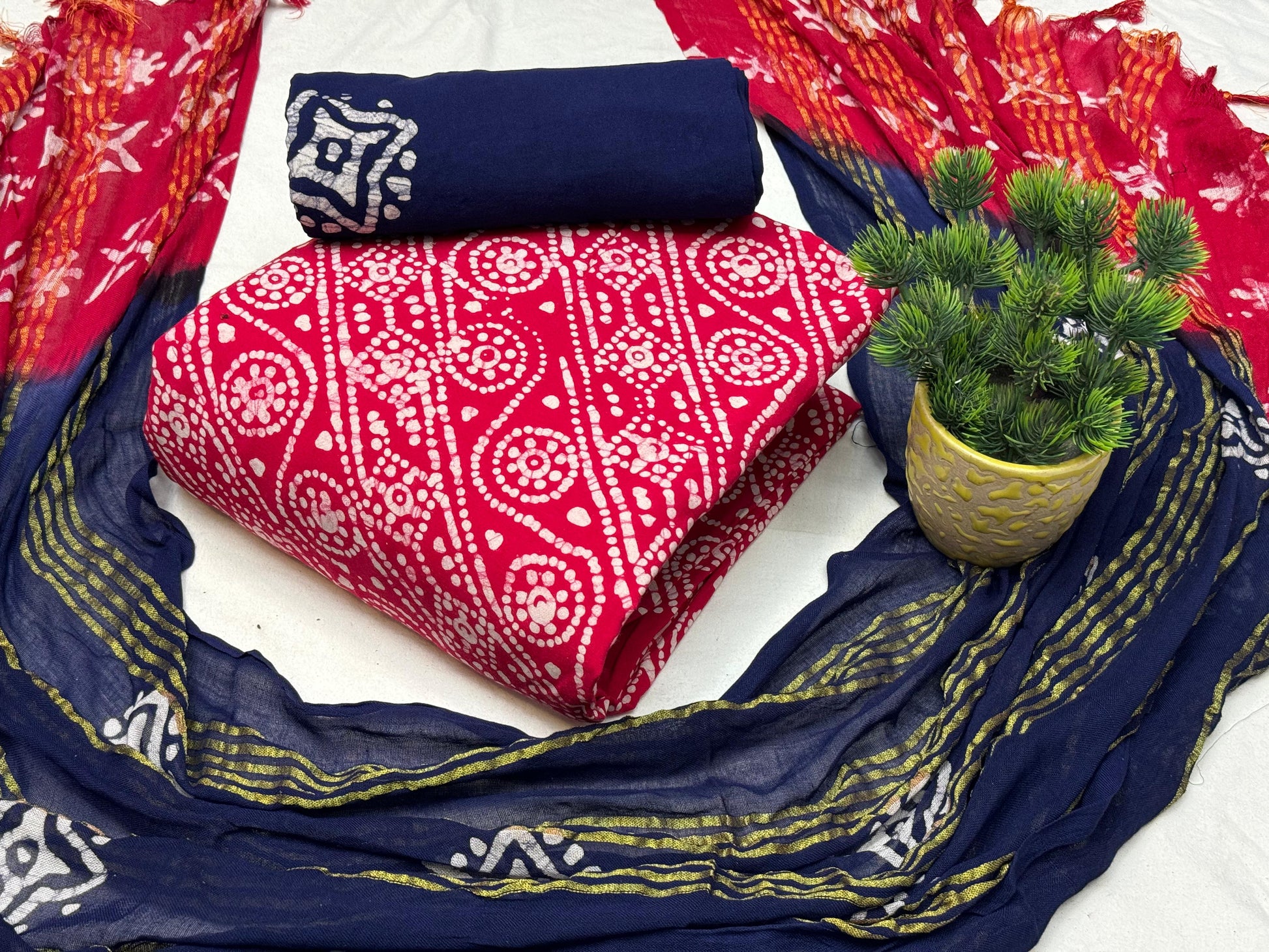 Cotton Hand Blocked Batik Dress Material - Premium  from Ethenika.com - Just INR 1390! Shop now at Ethenika.com