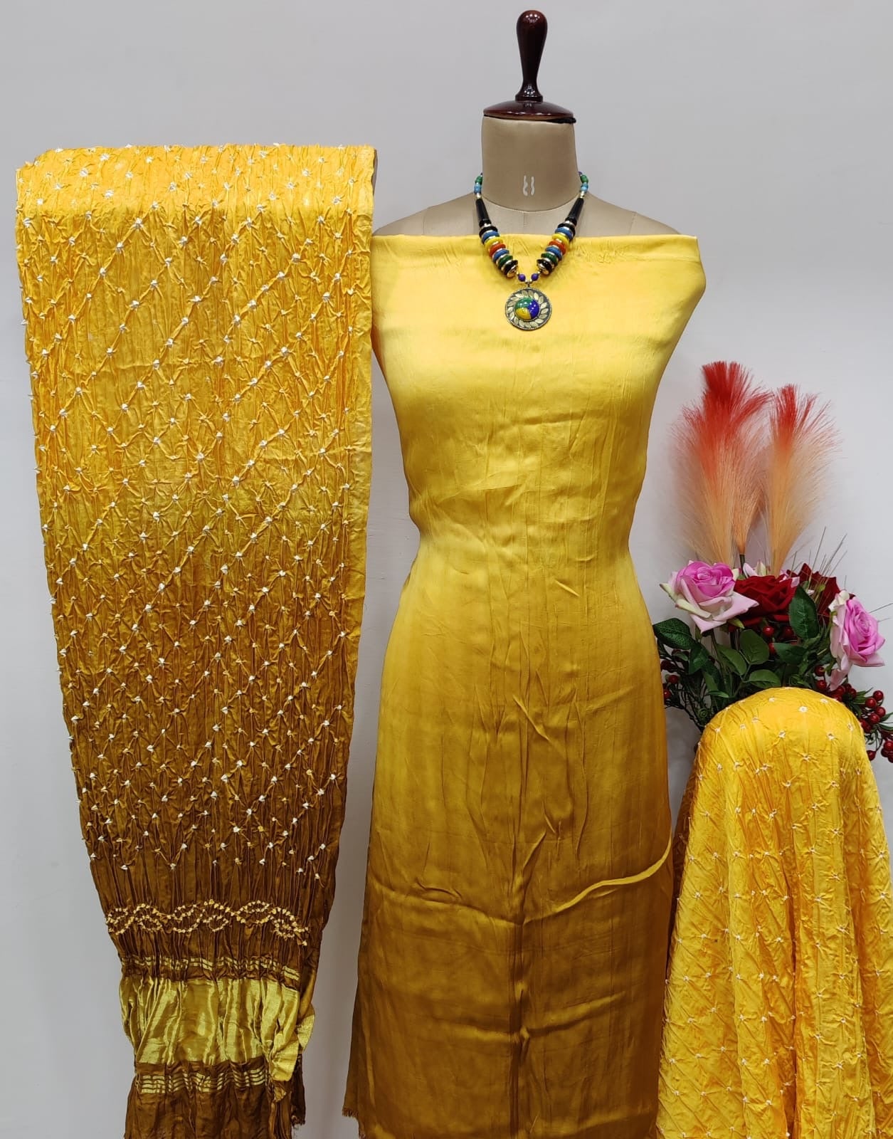 Modal Silk Heavy Kutch Bandhani Dress Material - Premium  from Ethenika.com - Just INR 4990! Shop now at Ethenika.com