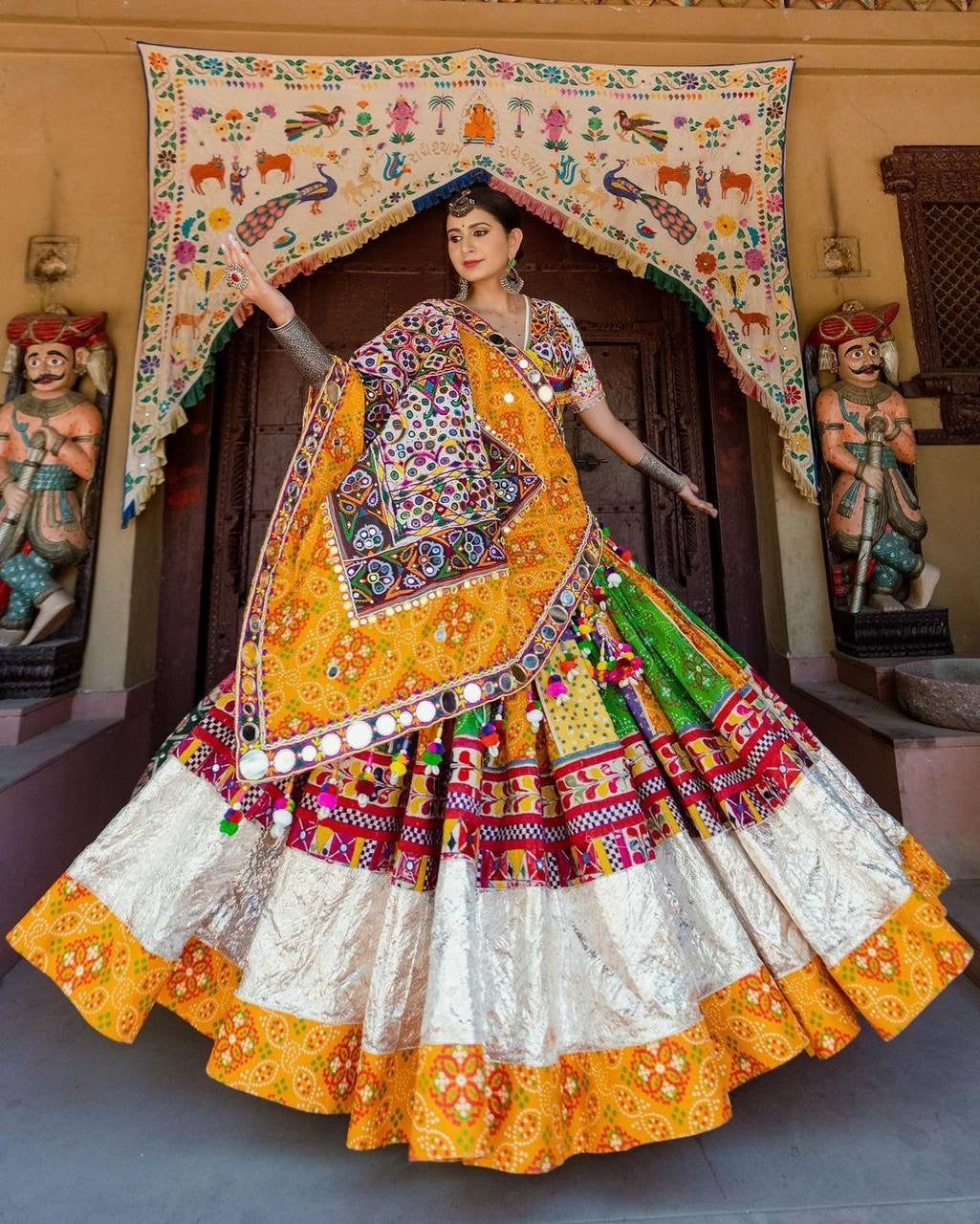 Heavy Butter Silk Mirror Work Designer Chaniya Choli for Navratri (Stitched) - Premium from Ethenika.com - Just INR 2799! Shop now at Ethenika.com