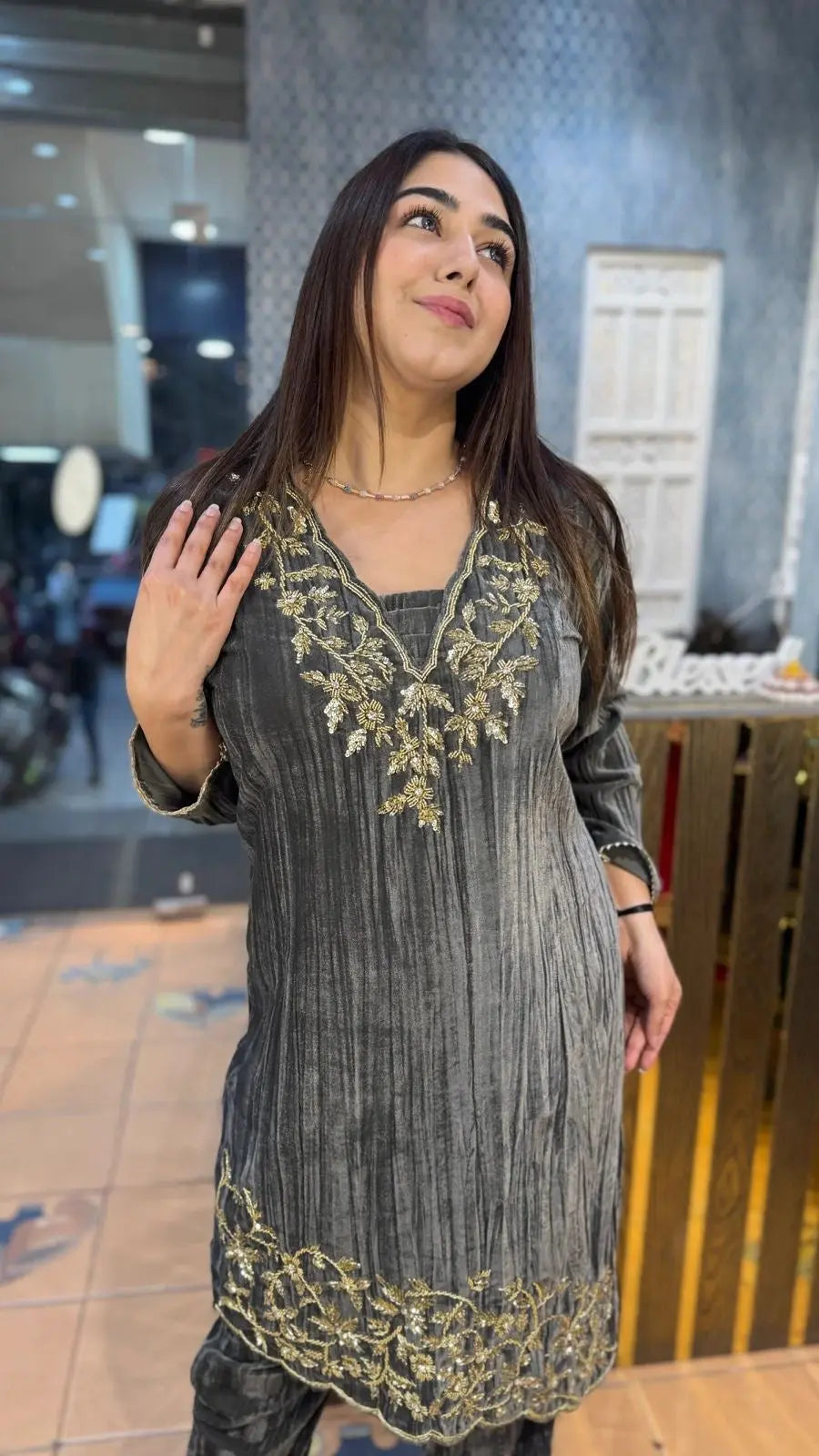 Ethenika Premium Embroidery work Winter Wear Velvet Suit - Premium from Ethenika.com - Just INR 2990! Shop now at Ethenika.com