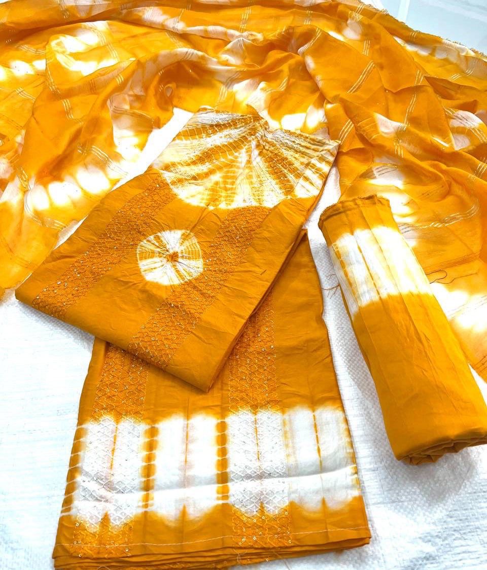 Pure Viscos Cotton Shibori 3 Pc Bandhani Dress Material (Unstitched) - Premium  from Ethenika.com  - Just INR 1490! Shop now at Ethenika.com