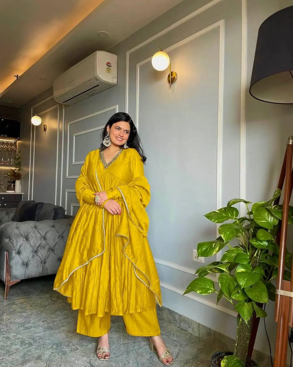 Chinon Silk Alia Cut Ready to Wear Anarkali Gown - Premium from Ethenika.com - Just INR 2590! Shop now at Ethenika.com