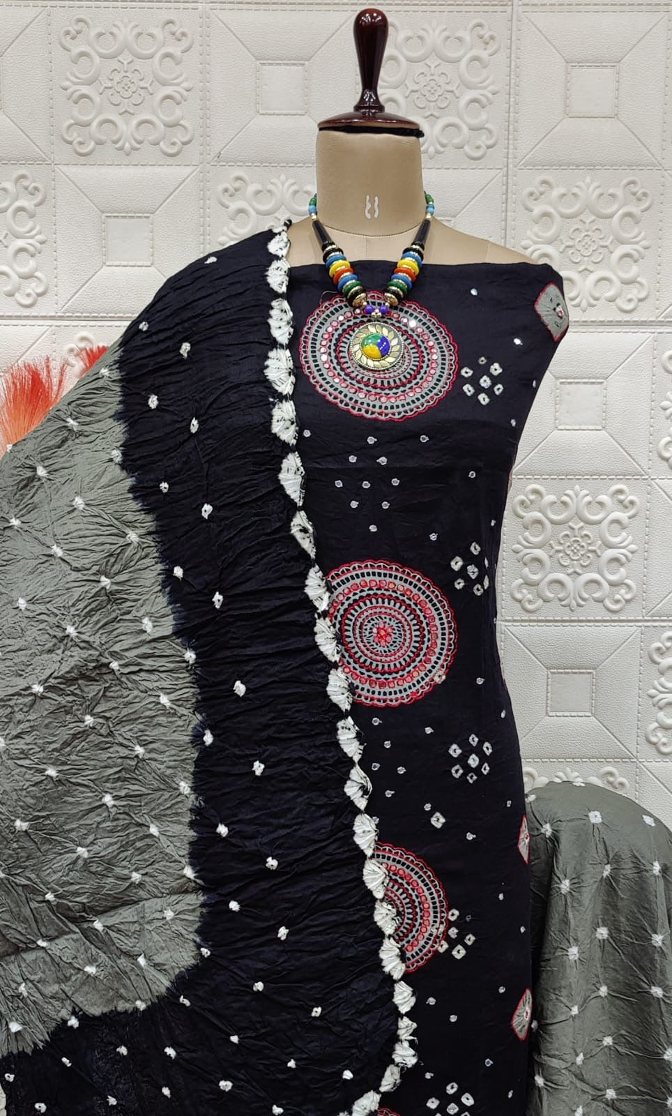 Cotton Thread Khatli Mirror work Bandhani Dress Material - Premium  from Ethenika.com - Just INR 1890! Shop now at Ethenika.com