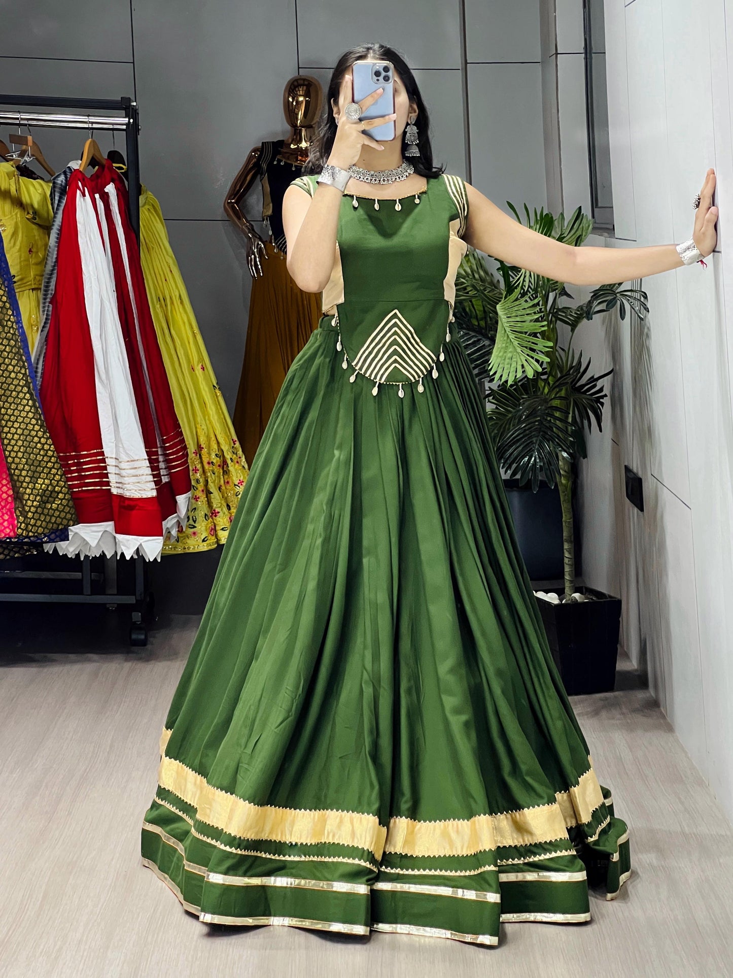 Rayon Gota Patti With Kodi Work Designer Navratri Chaniya Choli (Ready To Wear)
