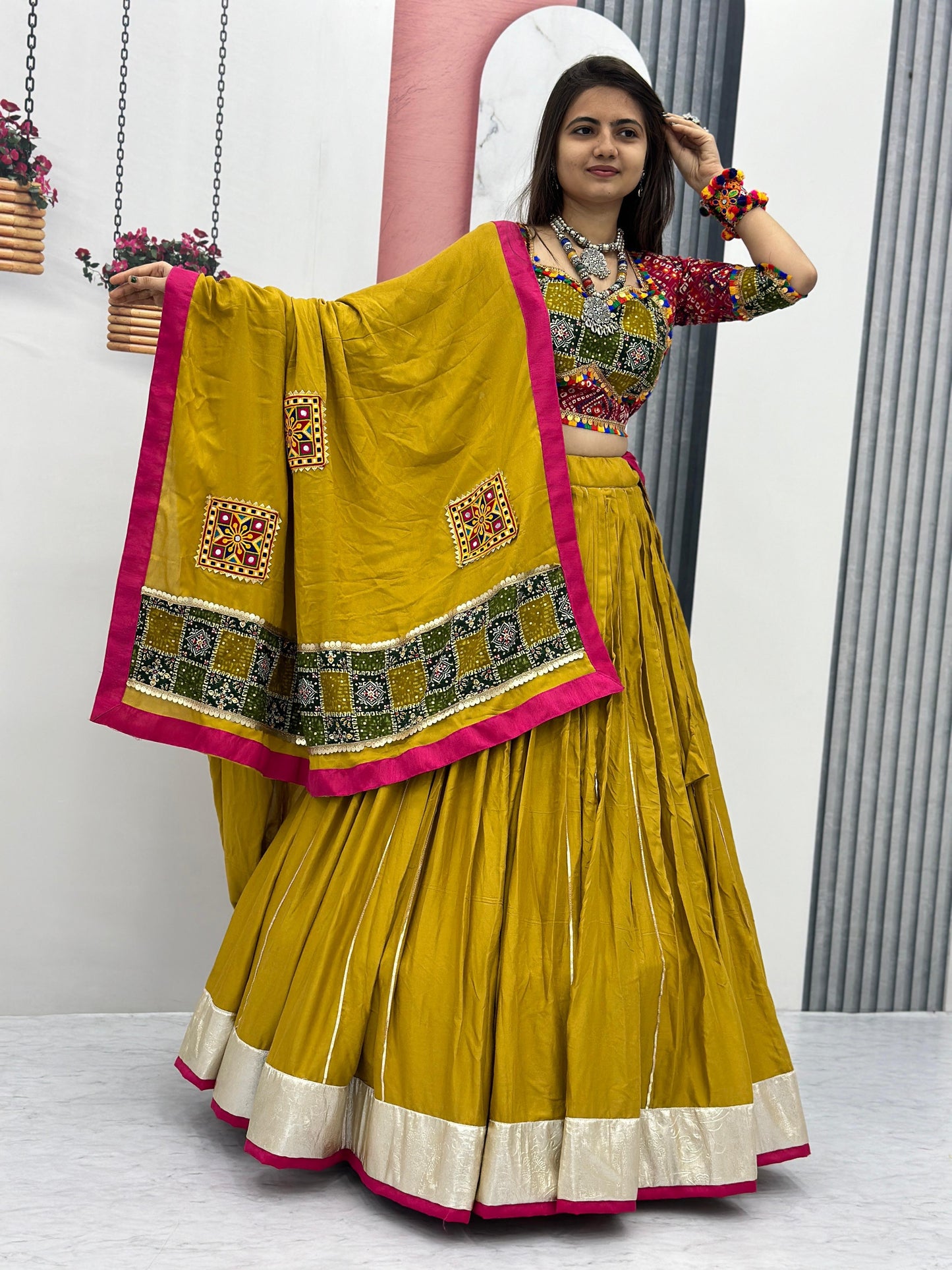 Pure Cotton Foil Print Lace work Navratri Special Chaniya Choli - Premium from Ethenika.com - Just INR 4990! Shop now at Ethenika.com