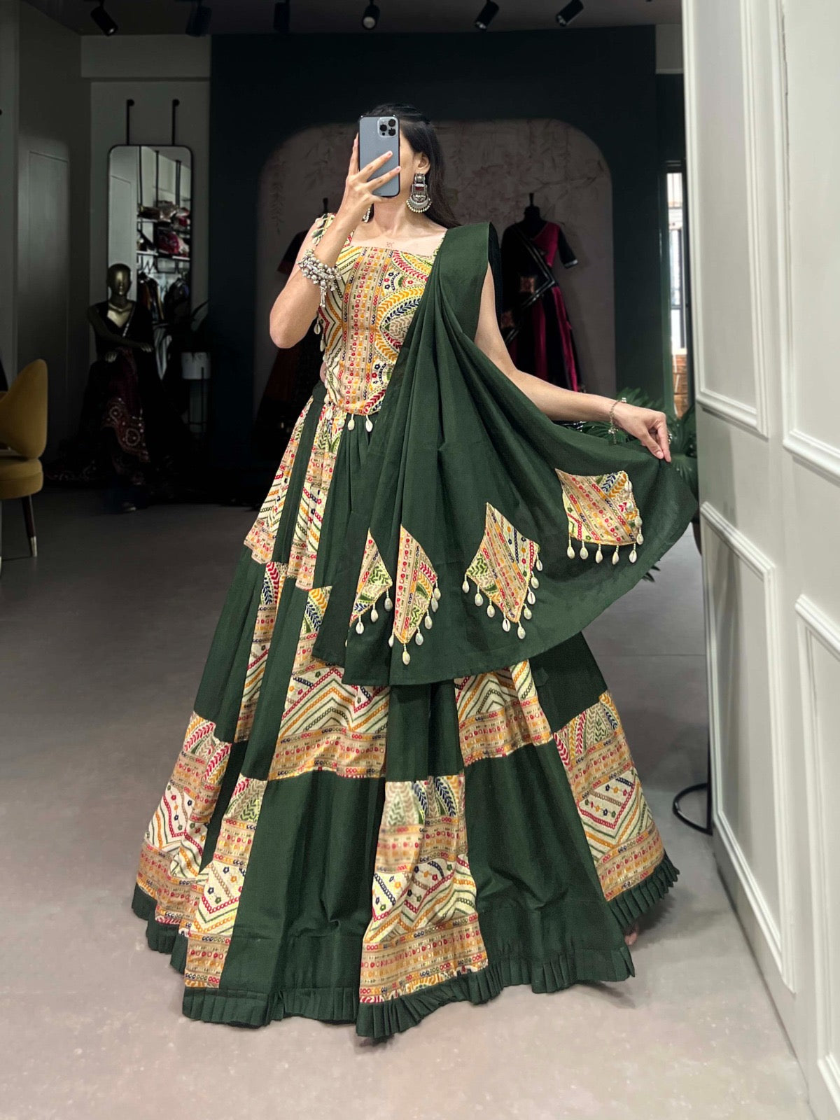 Pure Cotton Garba Navratri Special Lehenga Choli Blouse Set - Premium from Ethenika.com - Just INR 4590! Shop now at Ethenika.com