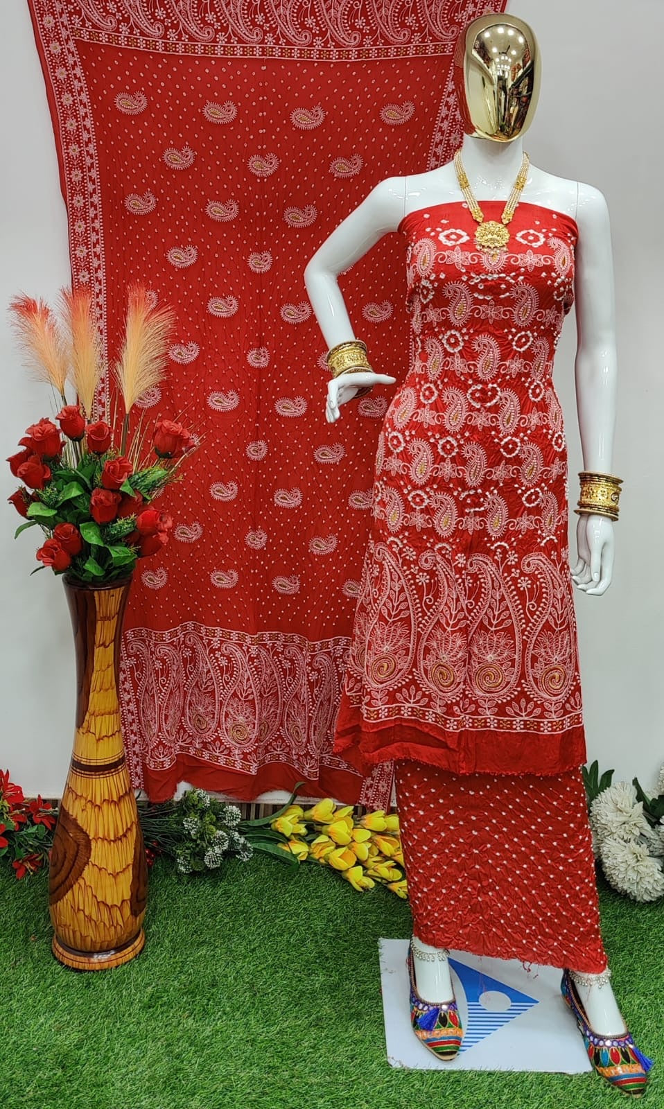 Modal Ghazi Silk Lakhnavi work Bandhani Salwar Material - Premium  from Ethenika.com - Just INR 4990! Shop now at Ethenika.com