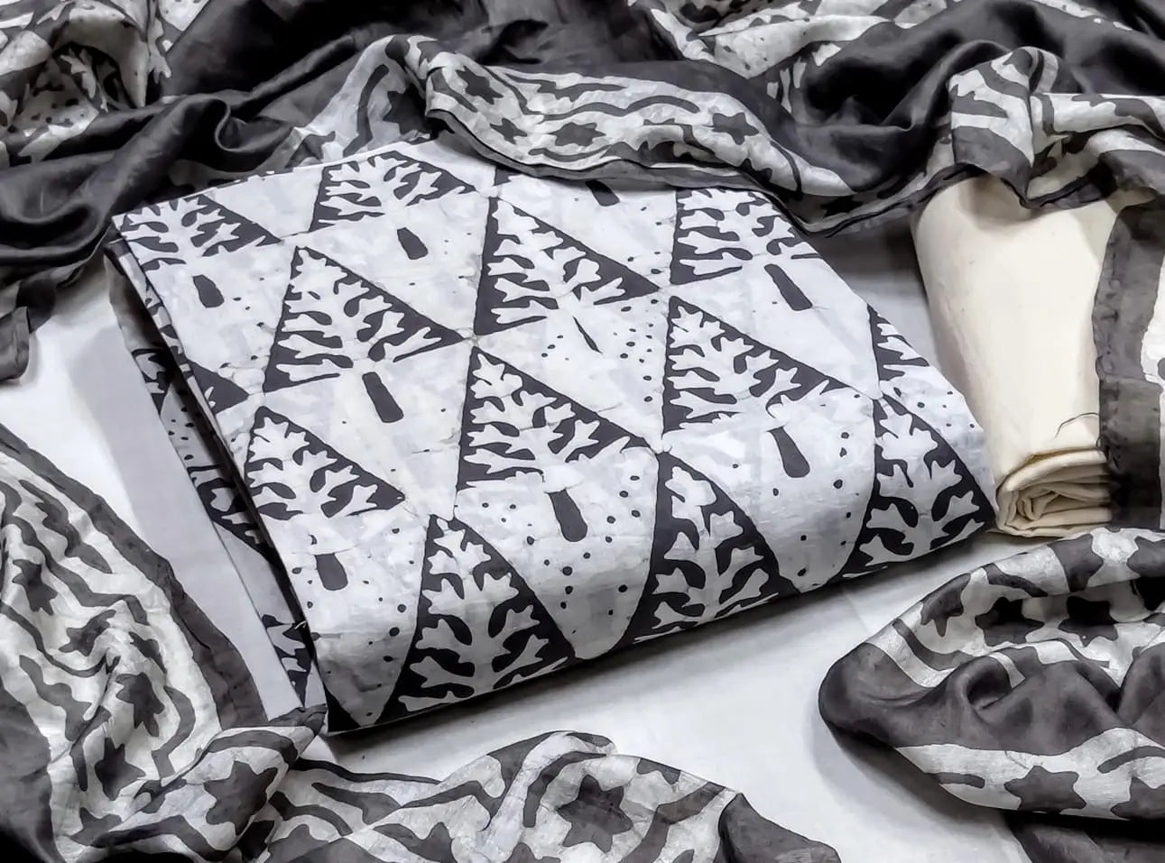 Cotton Hand Blocked Batik Salwar Material (Unstitched) - Premium  from Ethenika.com - Just INR 1290! Shop now at Ethenika.com