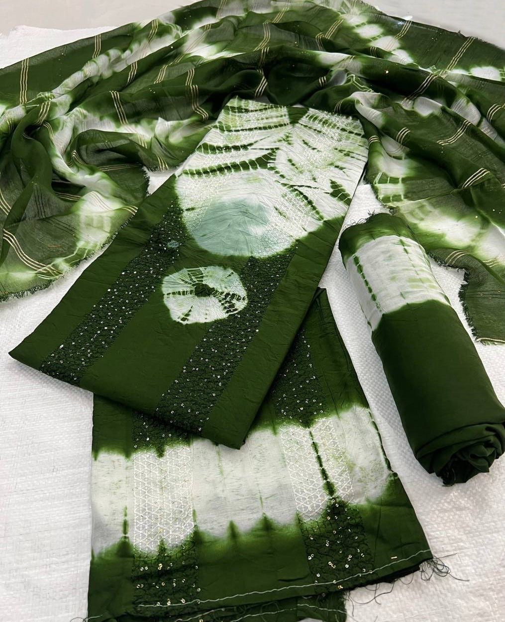 Pure Viscos Cotton Shibori 3 Pc Bandhani Dress Material (Unstitched) - Premium  from Ethenika.com  - Just INR 1490! Shop now at Ethenika.com