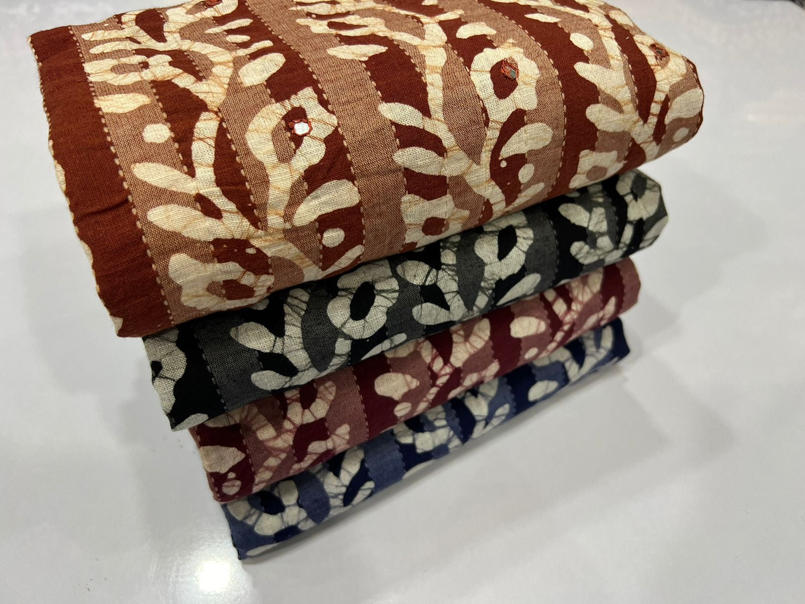 Soft Cotton Mirror work Hand Blocked Wax Batik Dress Material - Premium  from Ethenika.com - Just INR 1390! Shop now at Ethenika.com