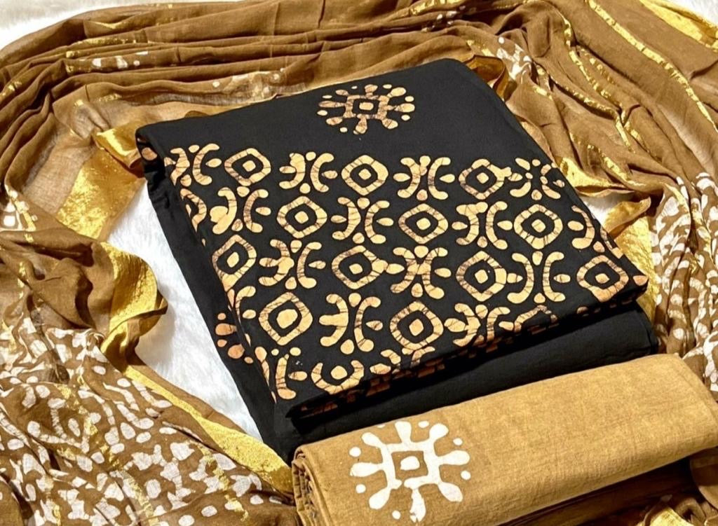 Soft Cotton Hand Blocked Wax Batik Salwar Material - Premium from Ethenika.com - Just INR 1490! Shop now at Ethenika.com