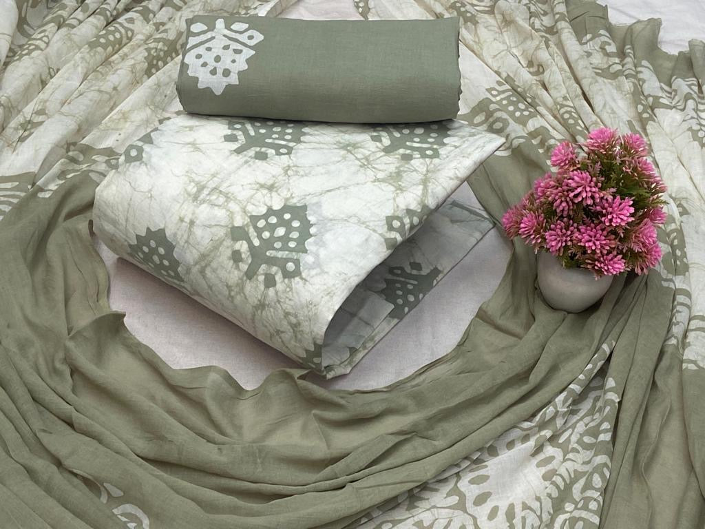 Cotton Hand Blocked Wax Batik Dress Material - Premium from Ethenika.com - Just INR 1390! Shop now at Ethenika.com