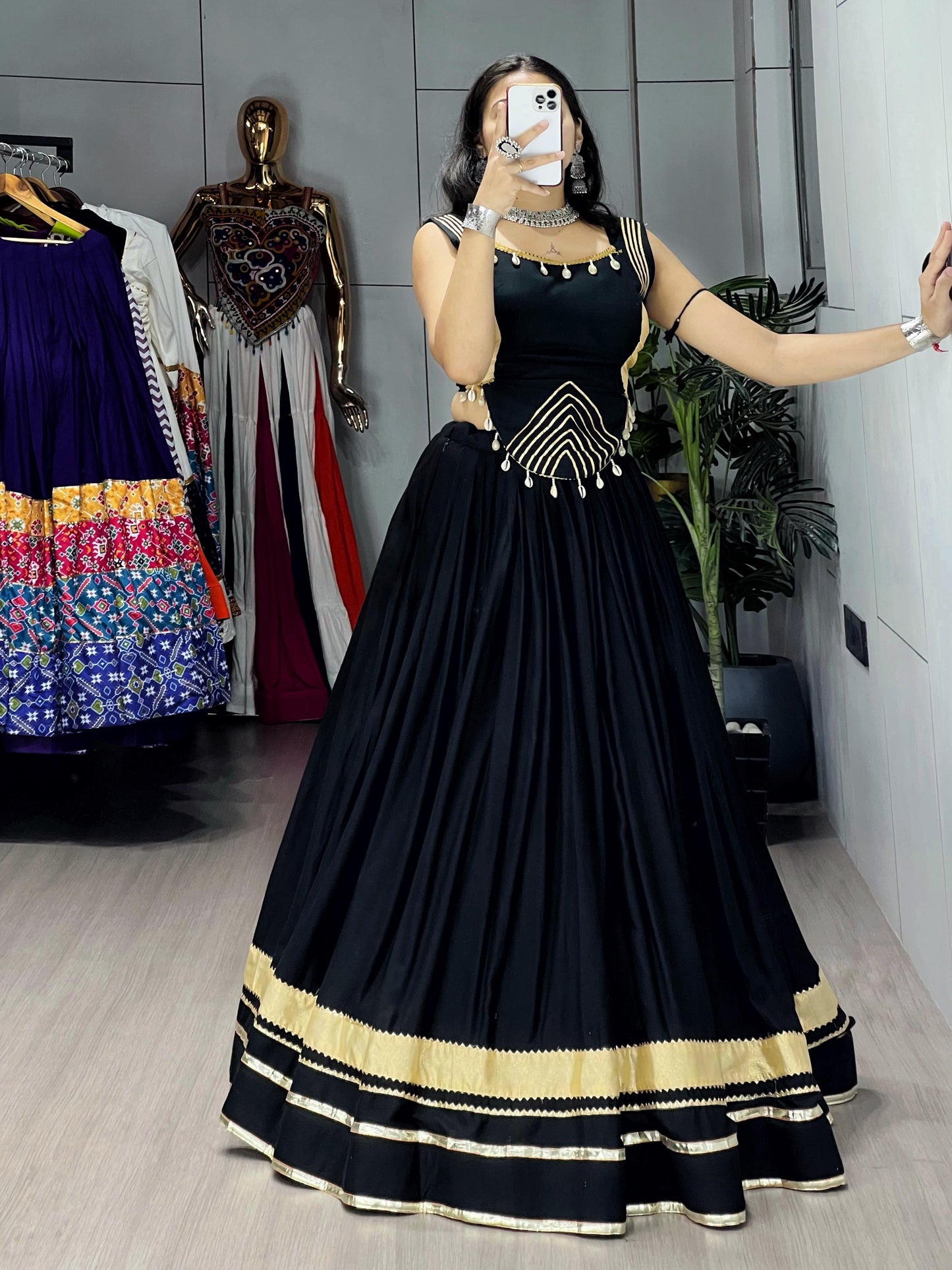 Rayon Gota Patti With Kodi Work Designer Navratri Chaniya Choli (Ready To Wear)