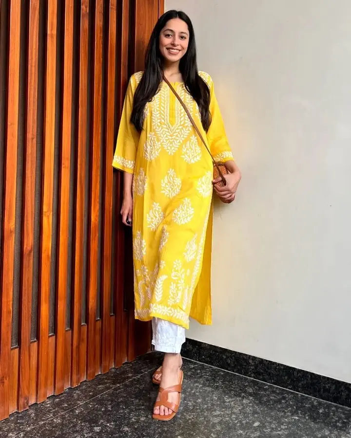Chikankari Kurti Pant Set - Premium  from Ethenika.com - Just INR 1490! Shop now at Ethenika.com