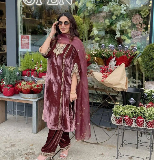Premium Ethenika Winter Wear Velvet Suit - Premium  from Ethenika.com  - Just INR 2990! Shop now at Ethenika.com
